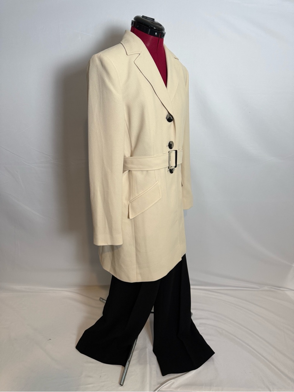 Le Suit Pantsuit Women's Size 8 Cream & Black 2-Piece Set Blazer & Pants - Picture 2 of 16